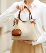 Textured Sovereign Satchel-Biege - Image 2