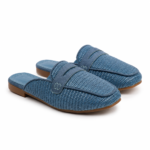 Raffia-Style Woven Mules-Medium Blue Jeans - Image 3