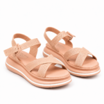 Cross-Strap Platform Sport Sandals-Light Beige - Image 3