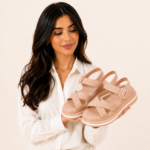 Cross-Strap Platform Sport Sandals-Light Beige - Image 4