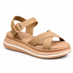 Cross-Strap Platform Sport Sandals-warm Beige