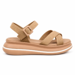 Cross-Strap Platform Sport Sandals-warm Beige - Image 3