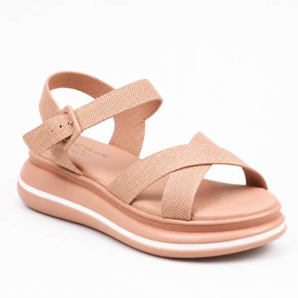 Cross-Strap Platform Sport Sandals-Light Beige
