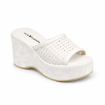 Woven Platform Mules-white