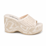 Woven Platform Mules-Beige