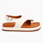 Elora | Jeweled Slingback Comfort Sandals - White
