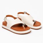 Elora | Jeweled Slingback Comfort Sandals - White - Image 4