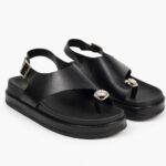 Elora | Jeweled Slingback Comfort Sandals - Black - Image 4