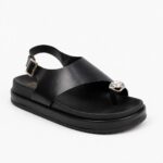 Elora | Jeweled Slingback Comfort Sandals - Black - Image 3