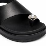 Elora | Jeweled Slingback Comfort Sandals - Black - Image 5