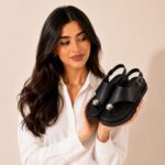 Elora | Jeweled Slingback Comfort Sandals - Black - Image 6