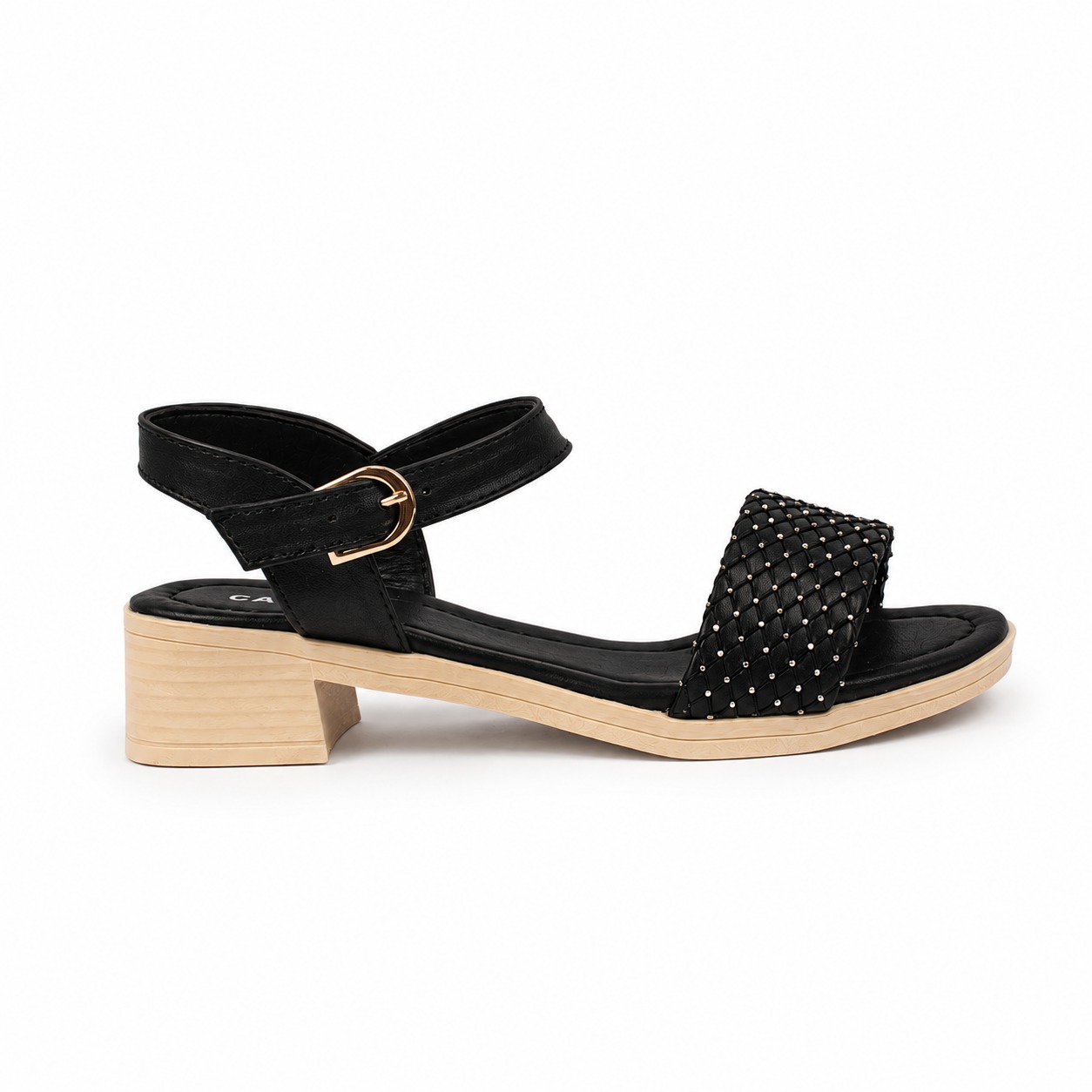WhatsApp Image 2026-05-21 at 17.15.33 (1) Studded Woven Block Heels-Black - Image 1