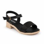 Studded Woven Block Heels-Black - Image 3