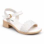 Studded Woven Block Heels-White - Image 2
