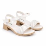 Studded Woven Block Heels-White - Image 3
