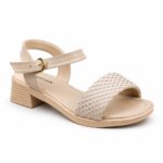 Studded Woven Block Heels-Light Beige - Image 3