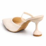 Woven Pointed-Toe Slingback Heels-Biege - Image 2