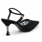 Leopard Mesh Pointed-Toe Heels-Black - Image 3