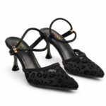 Leopard Mesh Pointed-Toe Heels-Black - Image 2