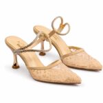 Leopard Mesh Pointed-Toe Heels-Biege - Image 2