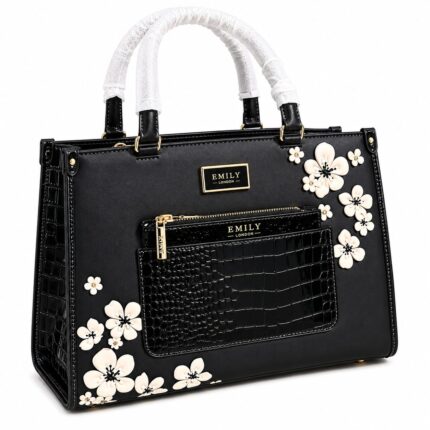 Floral Bloom Satchel-Black