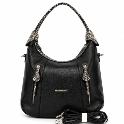 Textured Python Hobo-Black