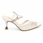 Leopard Mesh Pointed-Toe Heels-White