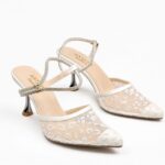 Leopard Mesh Pointed-Toe Heels-White - Image 4