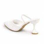 Woven Pointed-Toe Slingback Heels-White - Image 3
