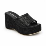 Woven Platform Mules-Black - Image 3
