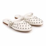 Studded Leather-Style Mules-White - Image 3