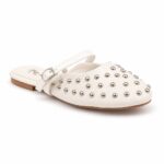 Studded Leather-Style Mules-White - Image 4