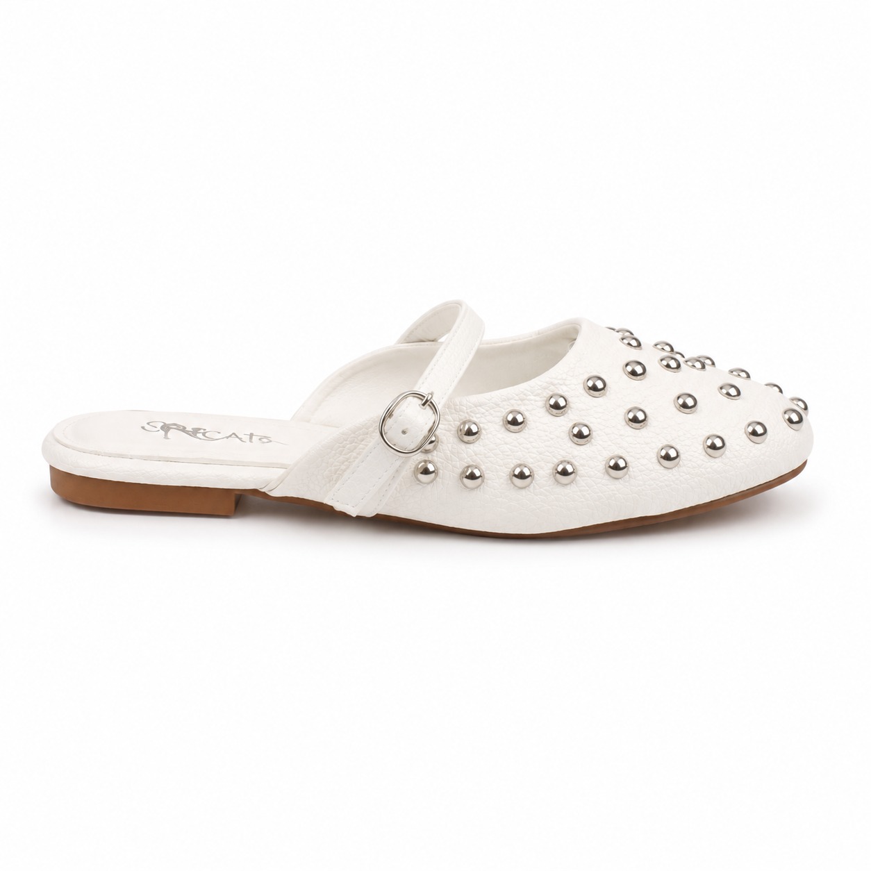 WhatsApp Image 2026-05-24 at 18.26.46 Studded Leather-Style Mules-White - Image 1