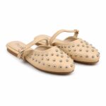 Studded Leather-Style Mules-Biege - Image 4