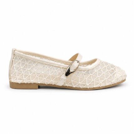 Lattice Mesh Mary Janes-Biege