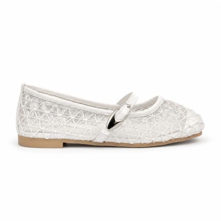 Lattice Mesh Mary Janes-White