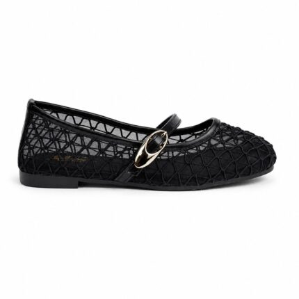 Lattice Mesh Mary Janes-Black