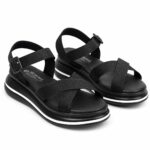 Cross-Strap Platform Sport Sandals-Black - Image 4
