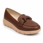 Grainy Leather Platform Loafers-Brown - Image 2