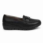 Grainy Leather Platform Loafers-BLack