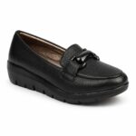 Grainy Leather Platform Loafers-BLack - Image 2