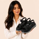 Cross-Strap Platform Sport Sandals-Black - Image 5