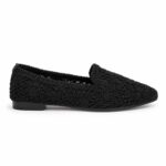 Crochet Embroidered Loafers-Black
