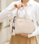 Linear Emblems Satchel-Biege - Image 2