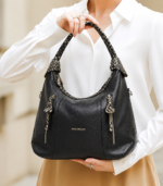 Textured Python Hobo-Black - Image 4